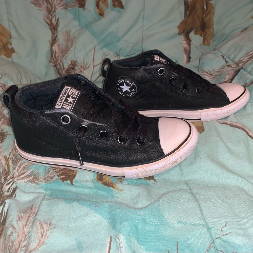 Converse Black Leather All Stars Youth Size 3